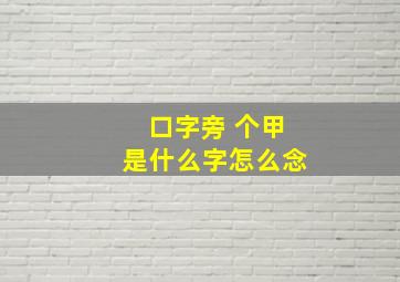 口字旁 个甲是什么字怎么念